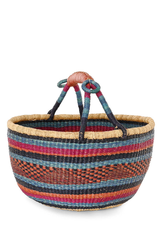 Limited Edition Burgundy and Blues Handwoven Bolga Basket