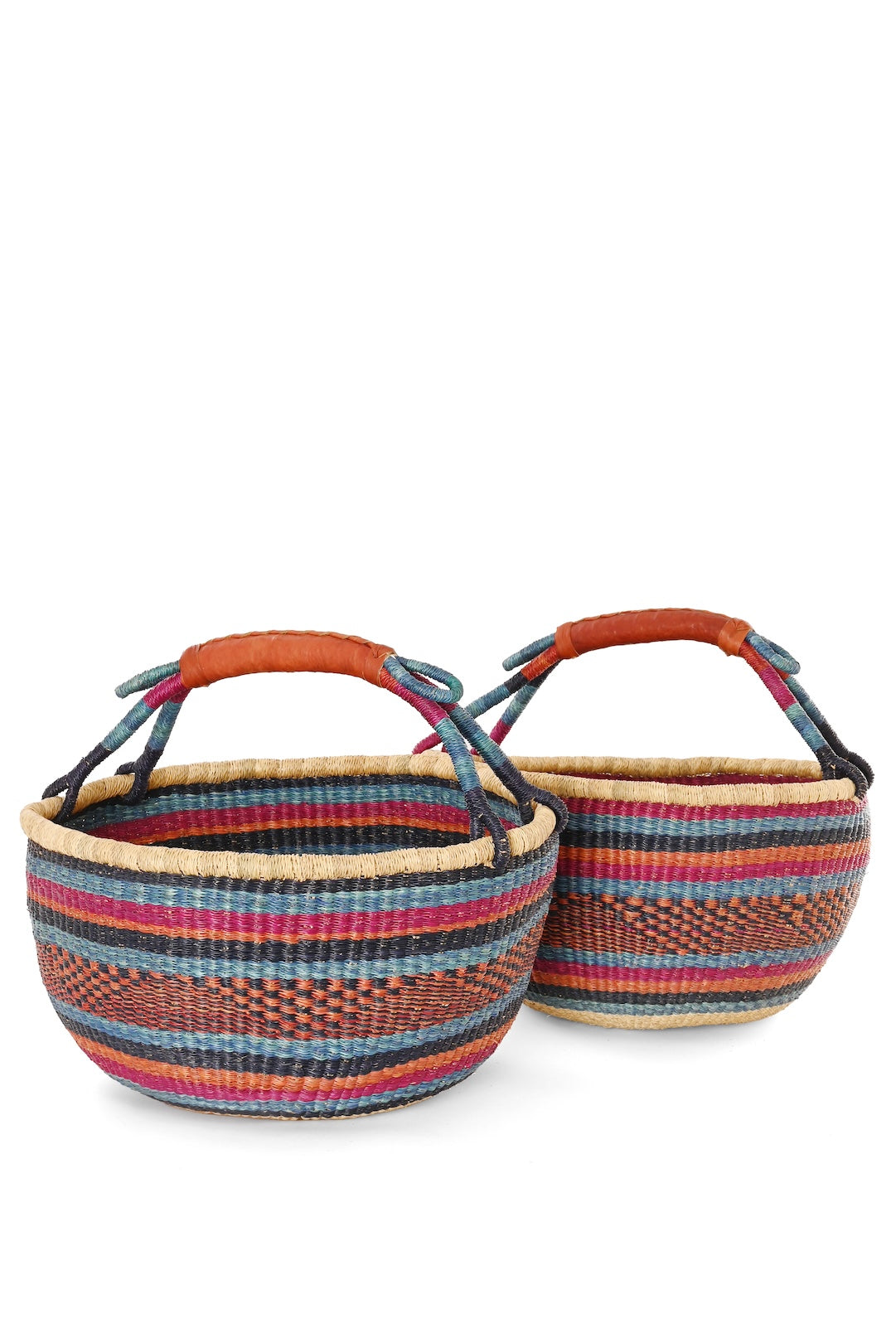 Limited Edition Burgundy and Blues Handwoven Bolga Basket