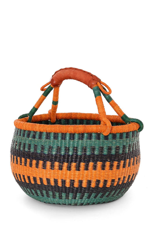 Limited Edition Orange and Blue Handwoven Bolga Basket