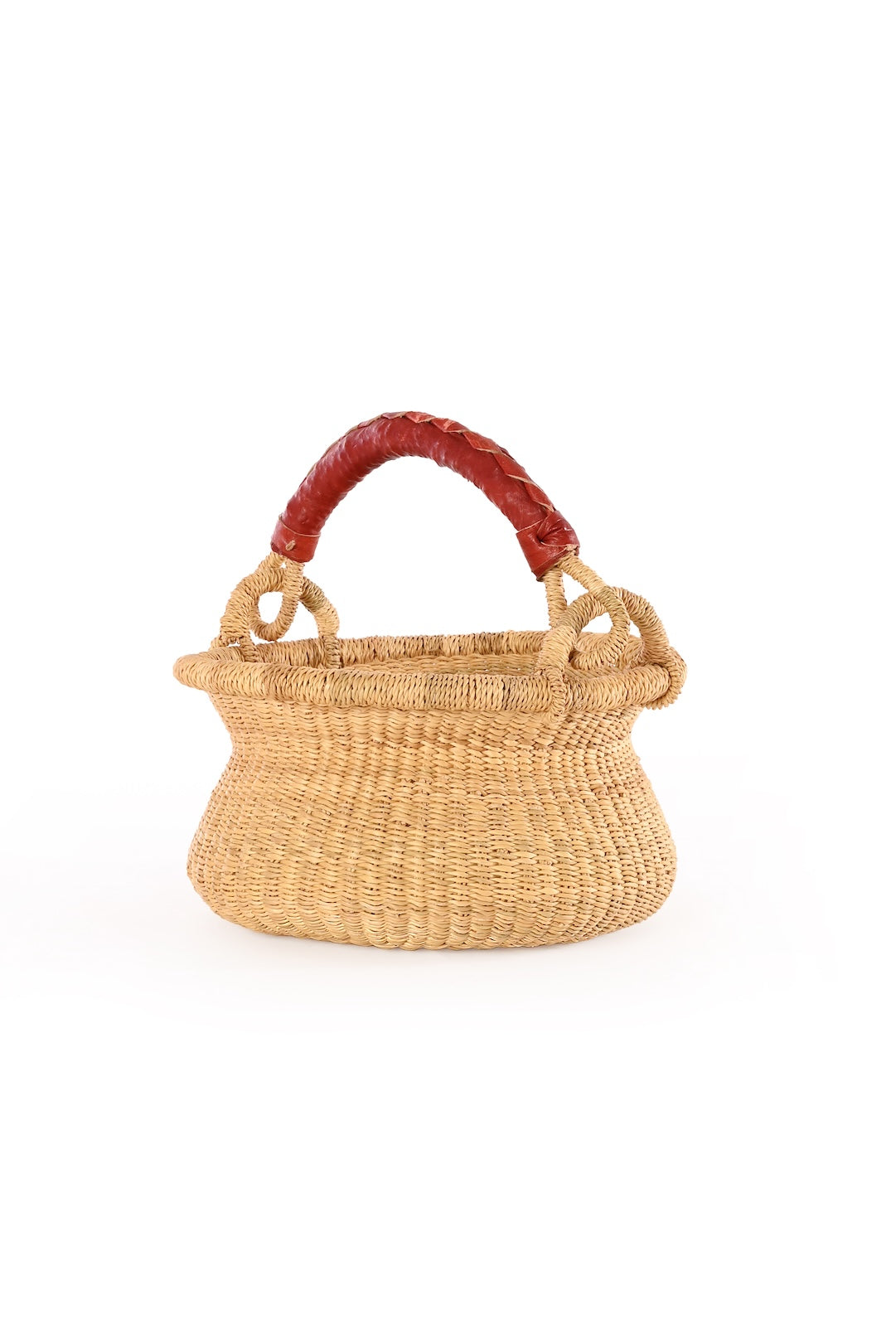 Petite Natural Swing Basket with Leather Handle