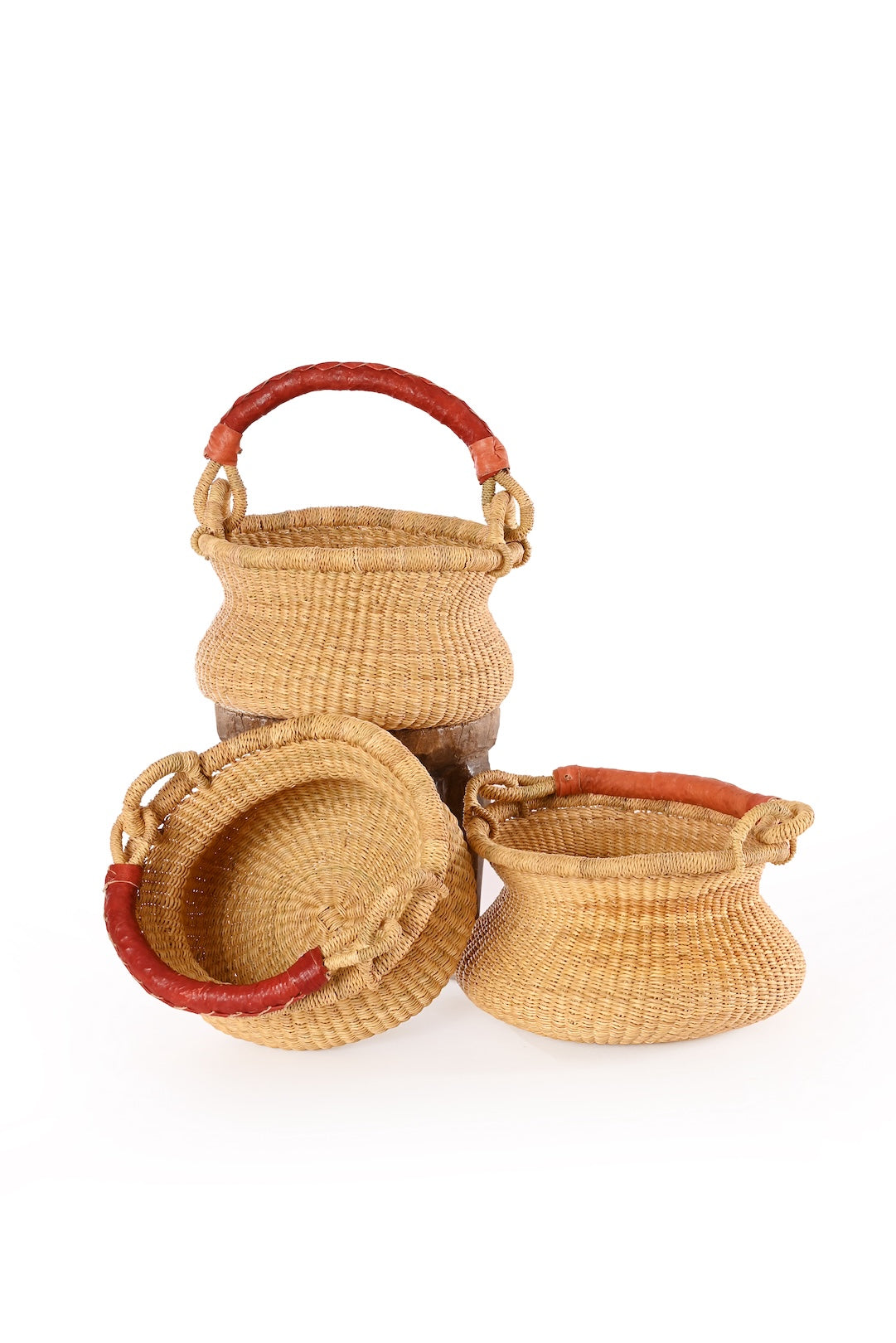 Petite Natural Swing Basket with Leather Handle