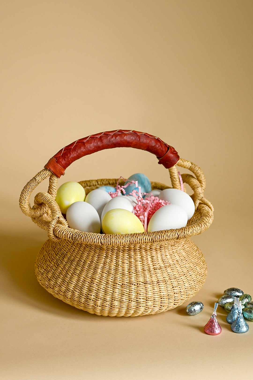 Petite Natural Swing Basket with Leather Handle
