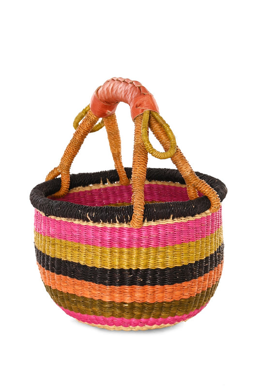 Ribbon Stripes Baby Bolga Basket - One of a Kind