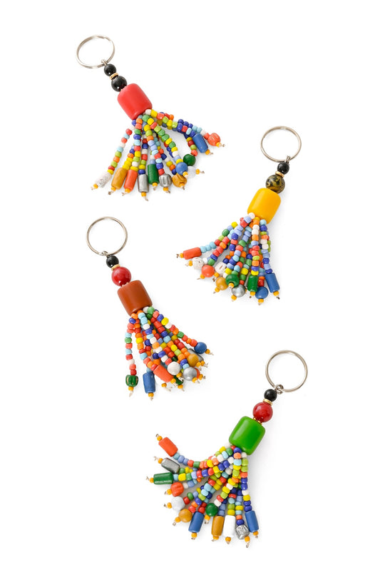 Colorful Beaded Tassel Keychain - Assorted Colors