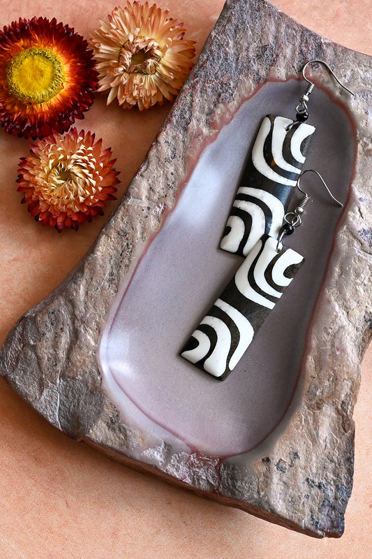 Kenyan Cow Bone Ripple Earrings