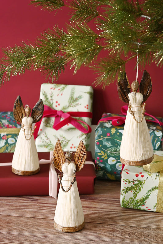 Sisal Angel of Song Handmade Christmas Ornament
