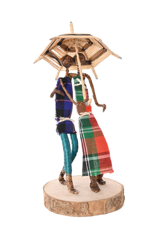 Banana Fiber Strolling Couple Sculpture