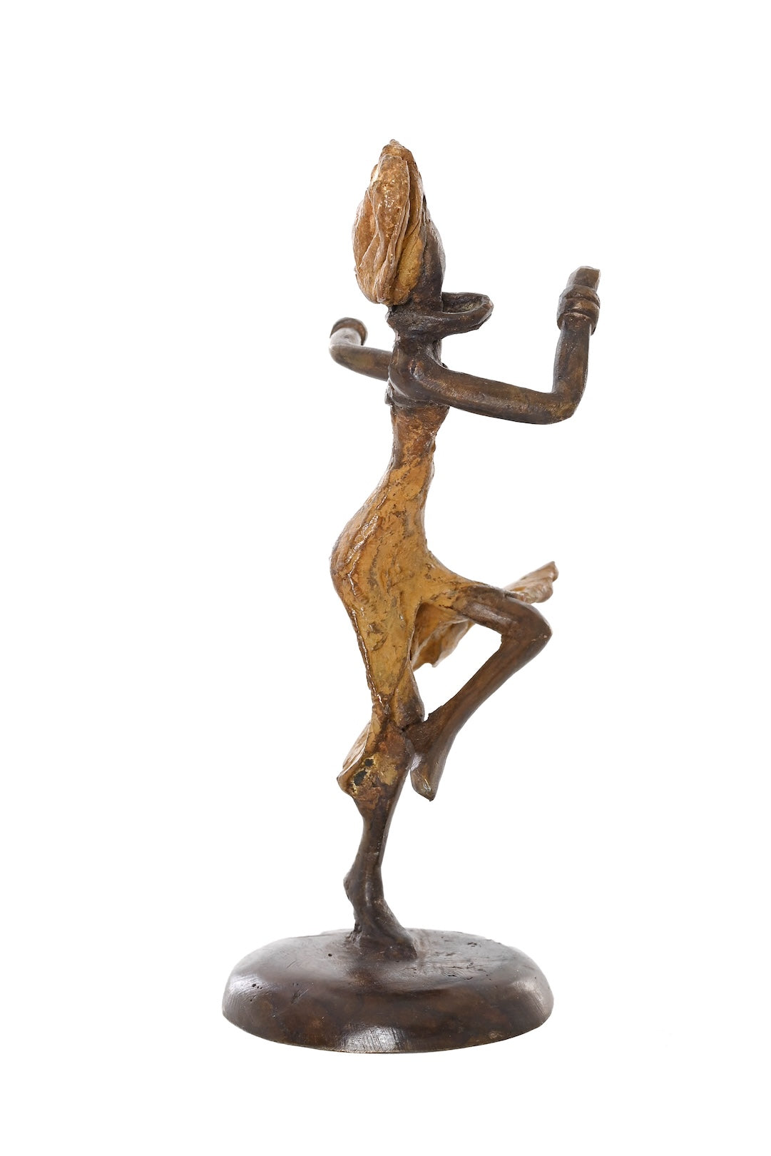 Miniature Celebrating Lady One-of-a-Kind Bronze Sculpture