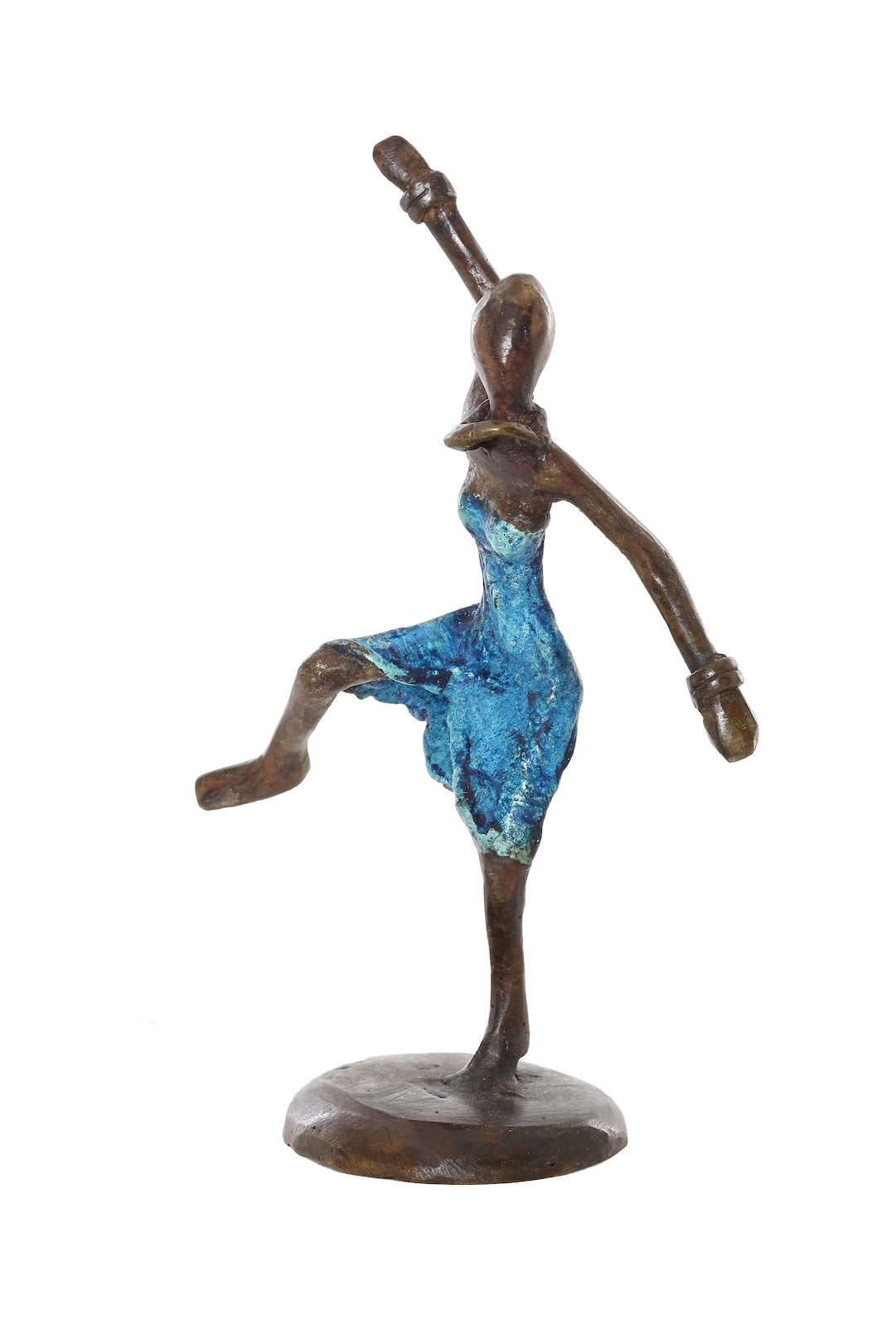 Miniature Celebrating Lady One-of-a-Kind Bronze Sculpture