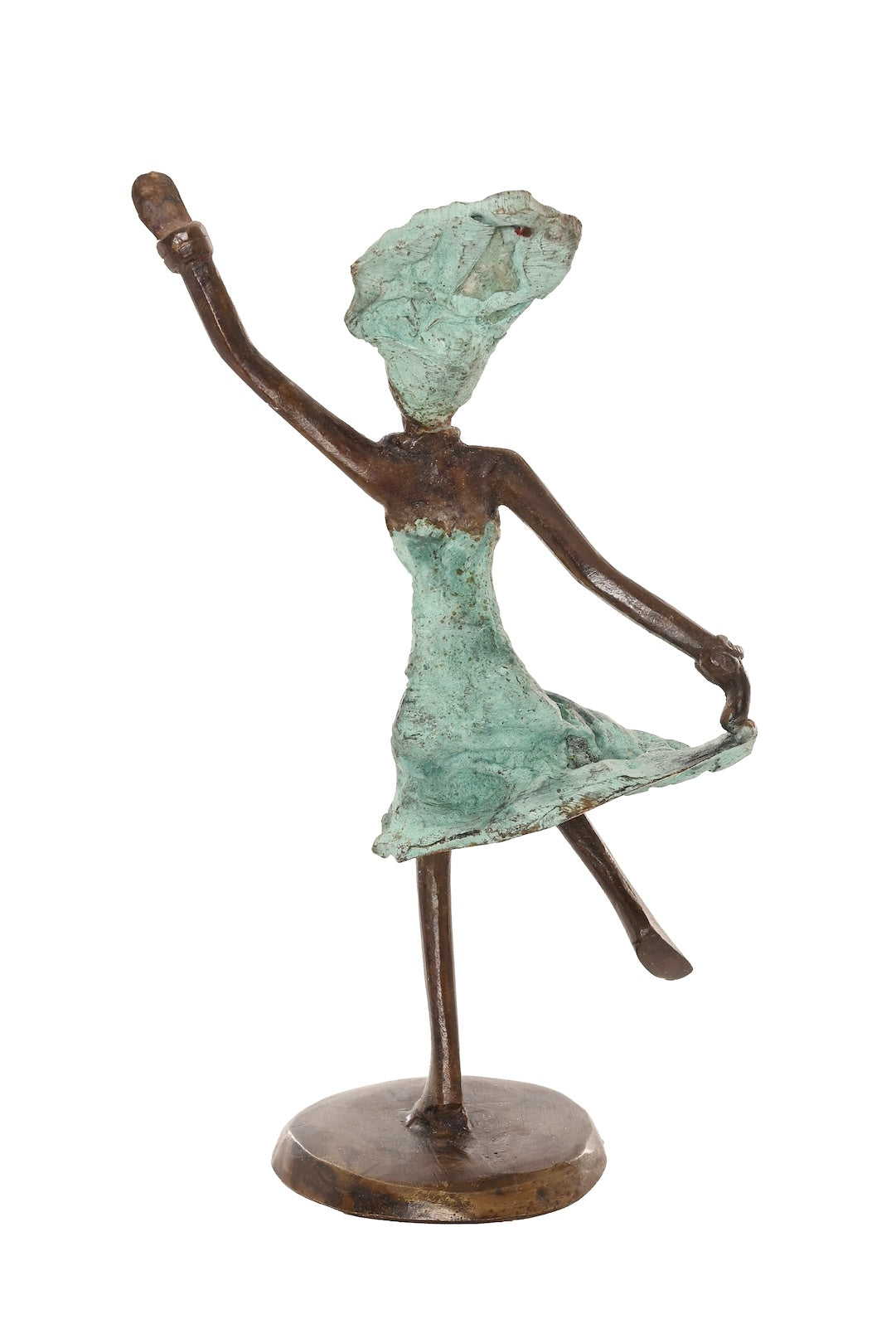 Miniature Celebrating Lady One-of-a-Kind Bronze Sculpture