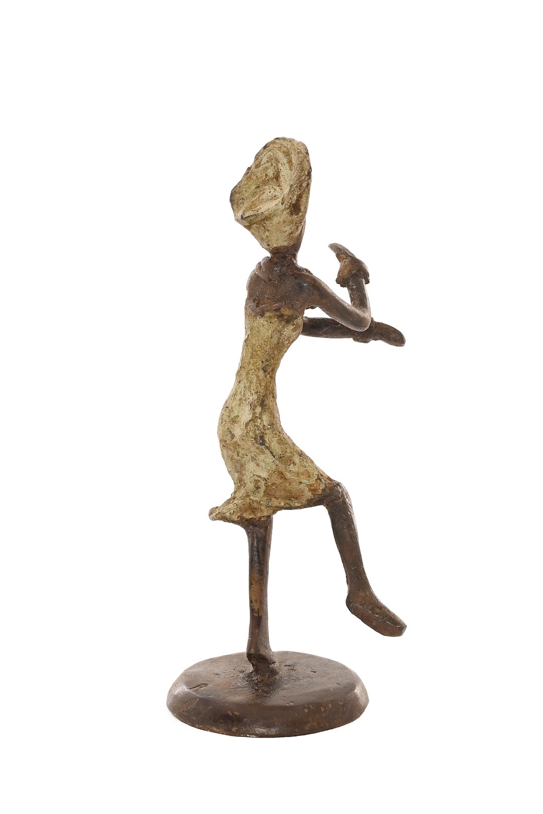 Miniature Celebrating Lady One-of-a-Kind Bronze Sculpture