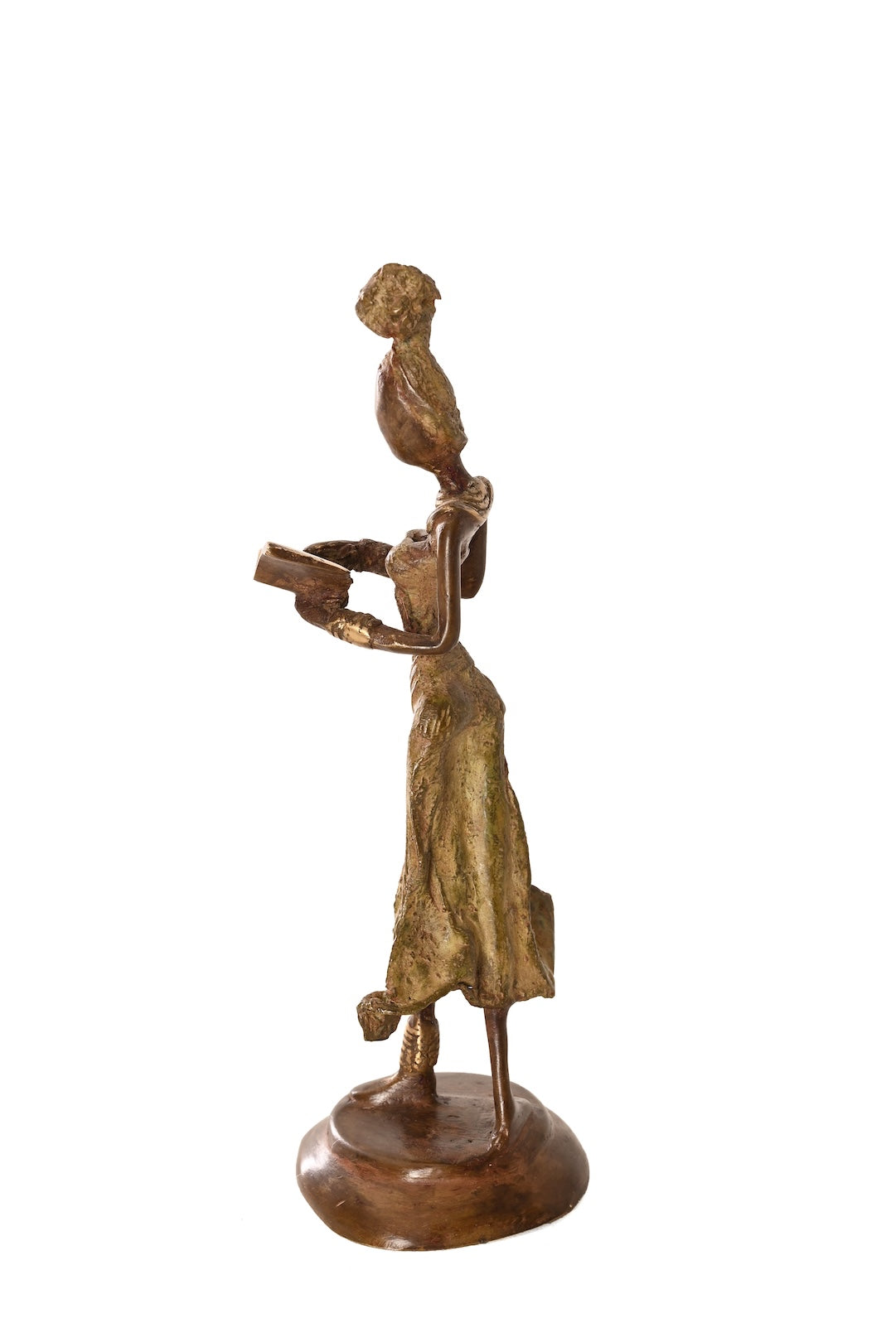 Walking Reader One-of-a-Kind Bronze Sculpture