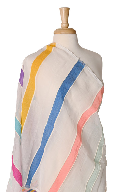 Candy Stripe Light Cotton Shawl from Ethiopia - Limited Edition