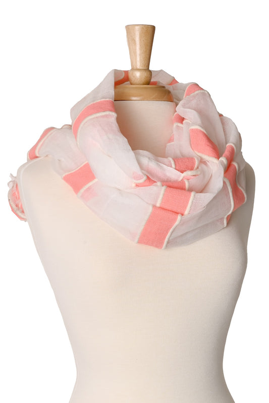 Coral Rows Light Cotton Shawl from Ethiopia - One of a Kind