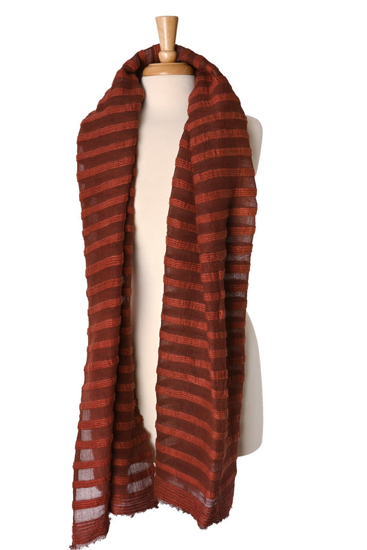 Burnished Clay Light Cotton Shawl from Ethiopia - One of a Kind