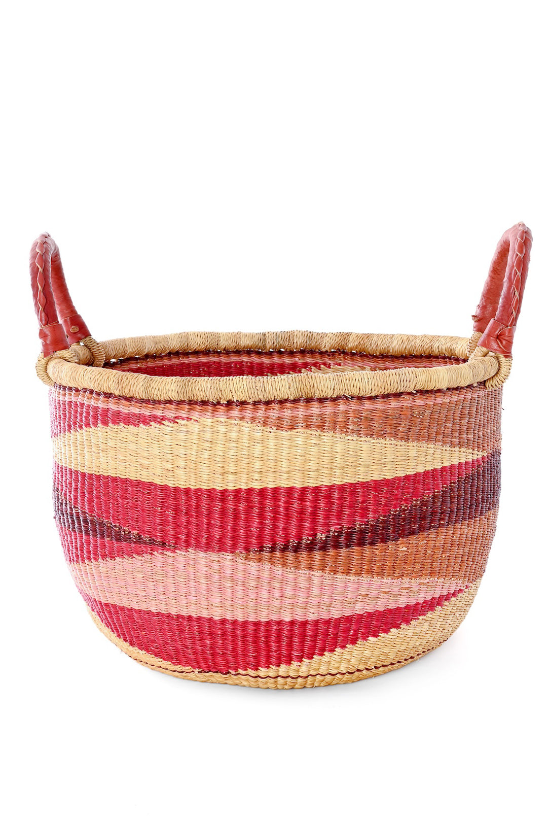 Shades or Red Triangle Design Double Handle Bolga Basket