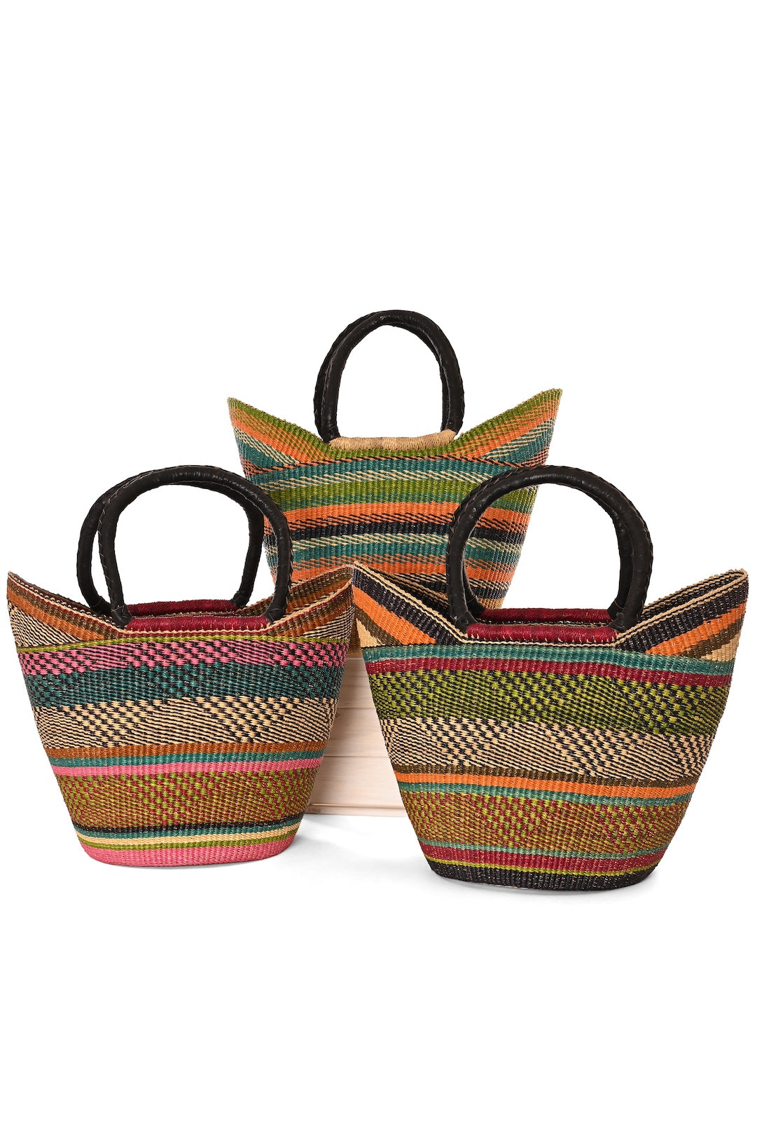 One of a Kind Colorful Wing Shopper with Leather Handles