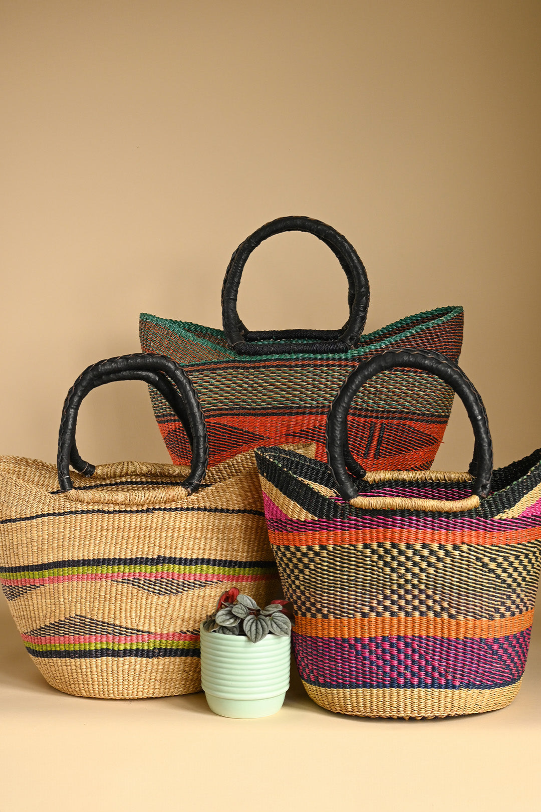 One-of-a-Kind Wing Shopper with Leather Handles