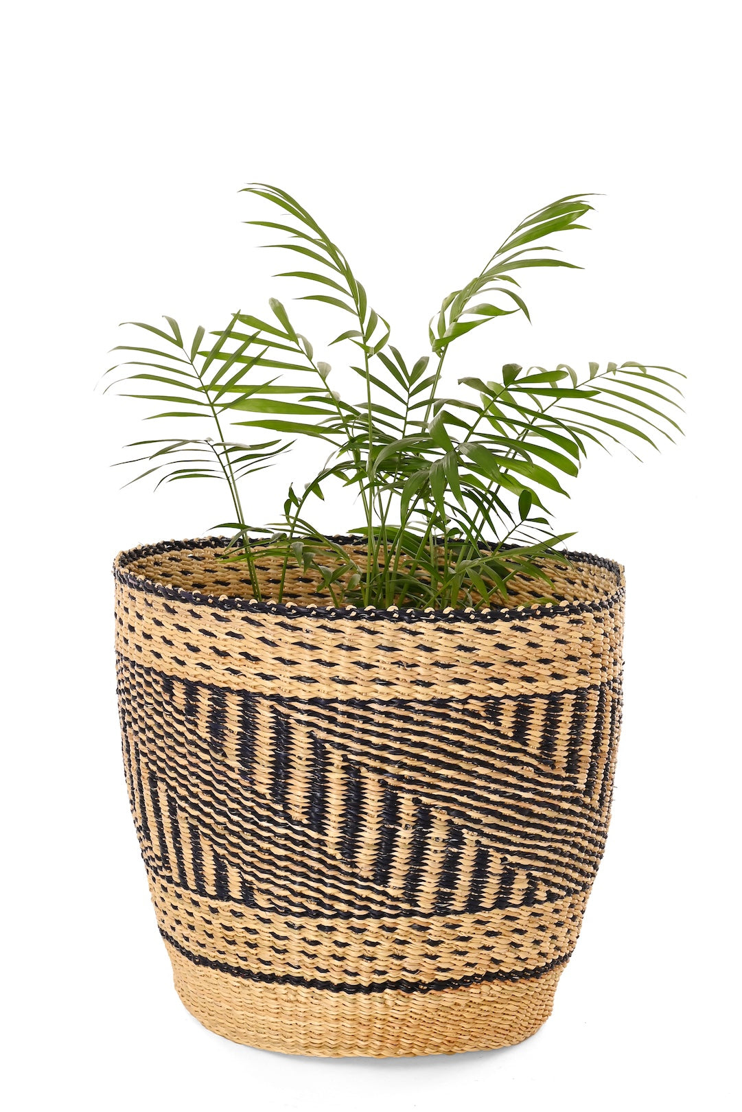 One-of-a-Kind Inky and Natural Bolga Bin Basket