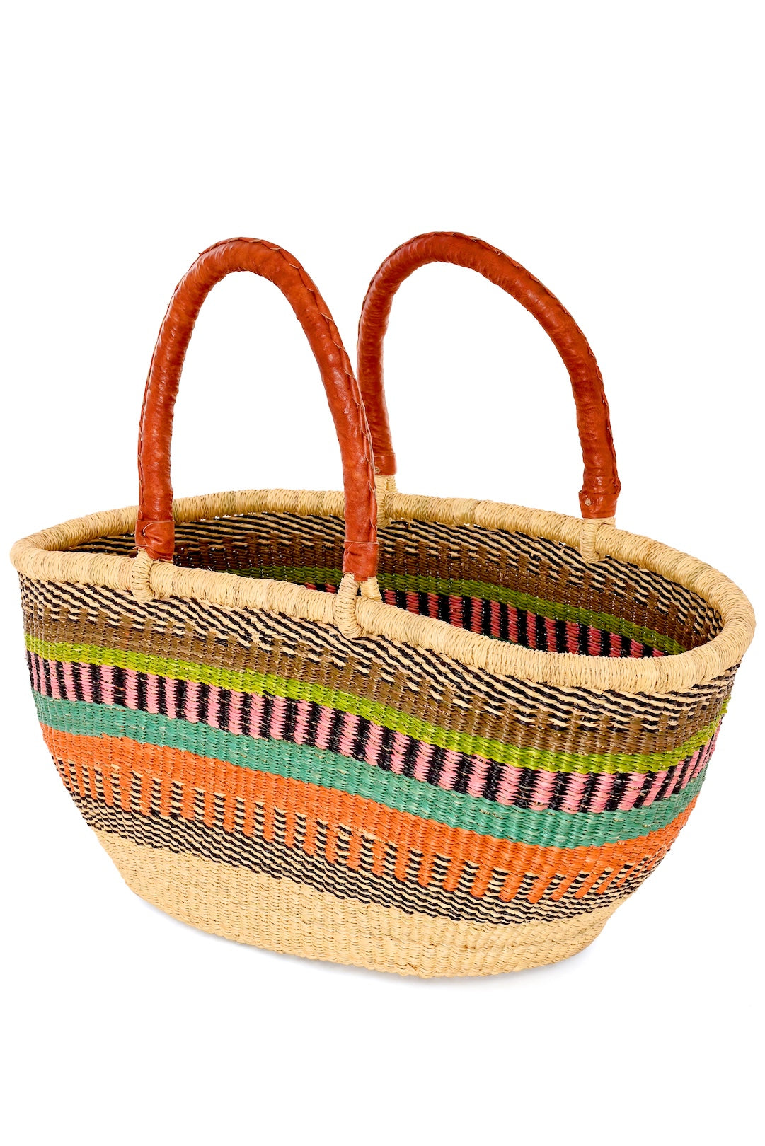 One of a Kind Colorful Handwoven Oval Picnic Basket