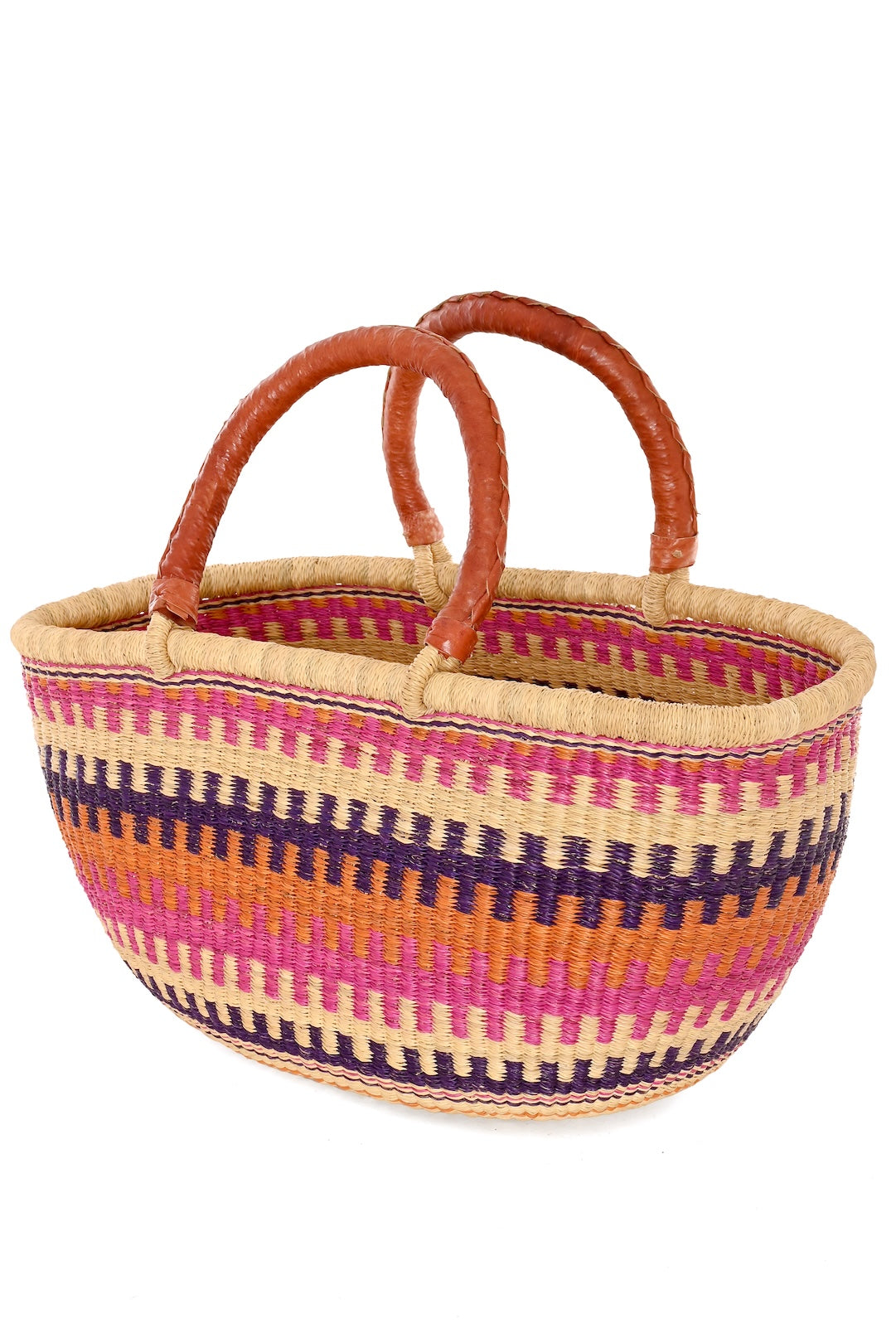 One of a Kind Colorful Handwoven Oval Picnic Basket
