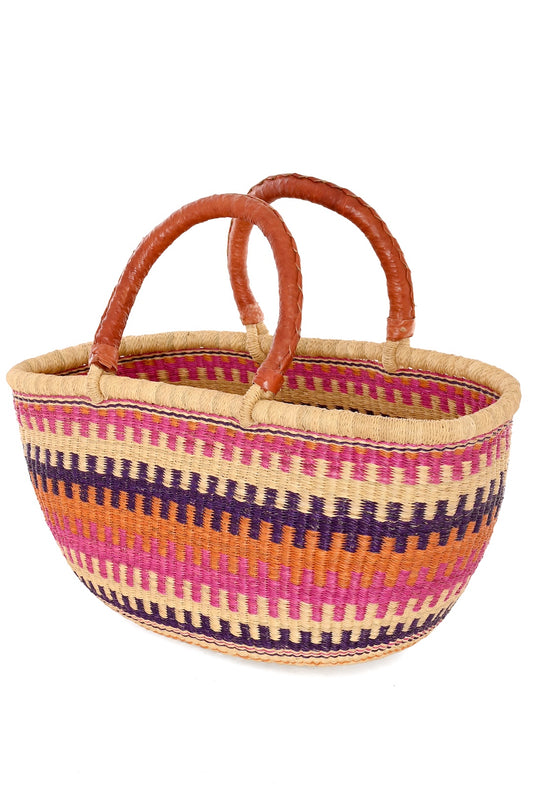 One of a Kind Colorful Handwoven Oval Picnic Basket