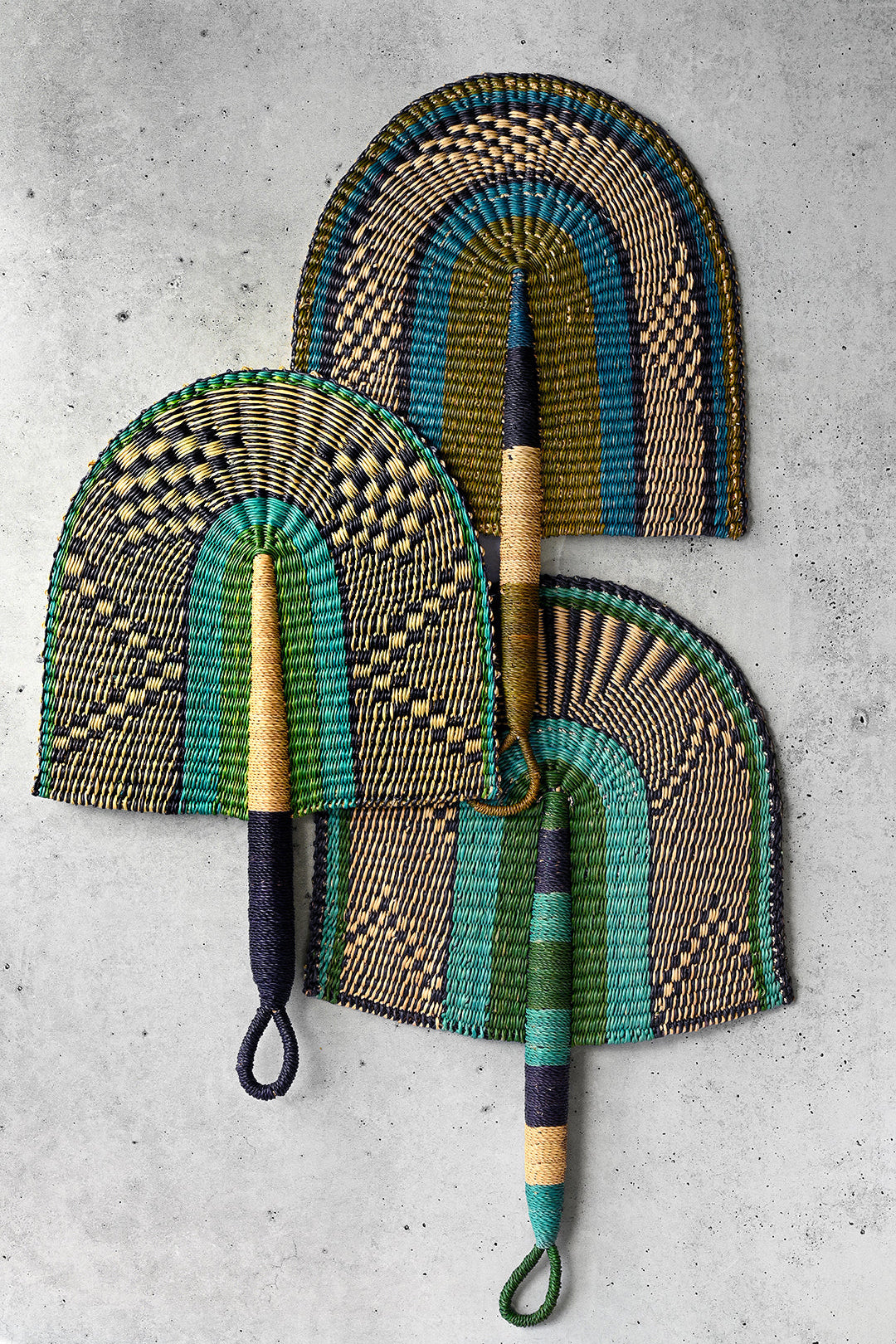 Deep Sea Elephant Grass Ghanaian Hand Fan