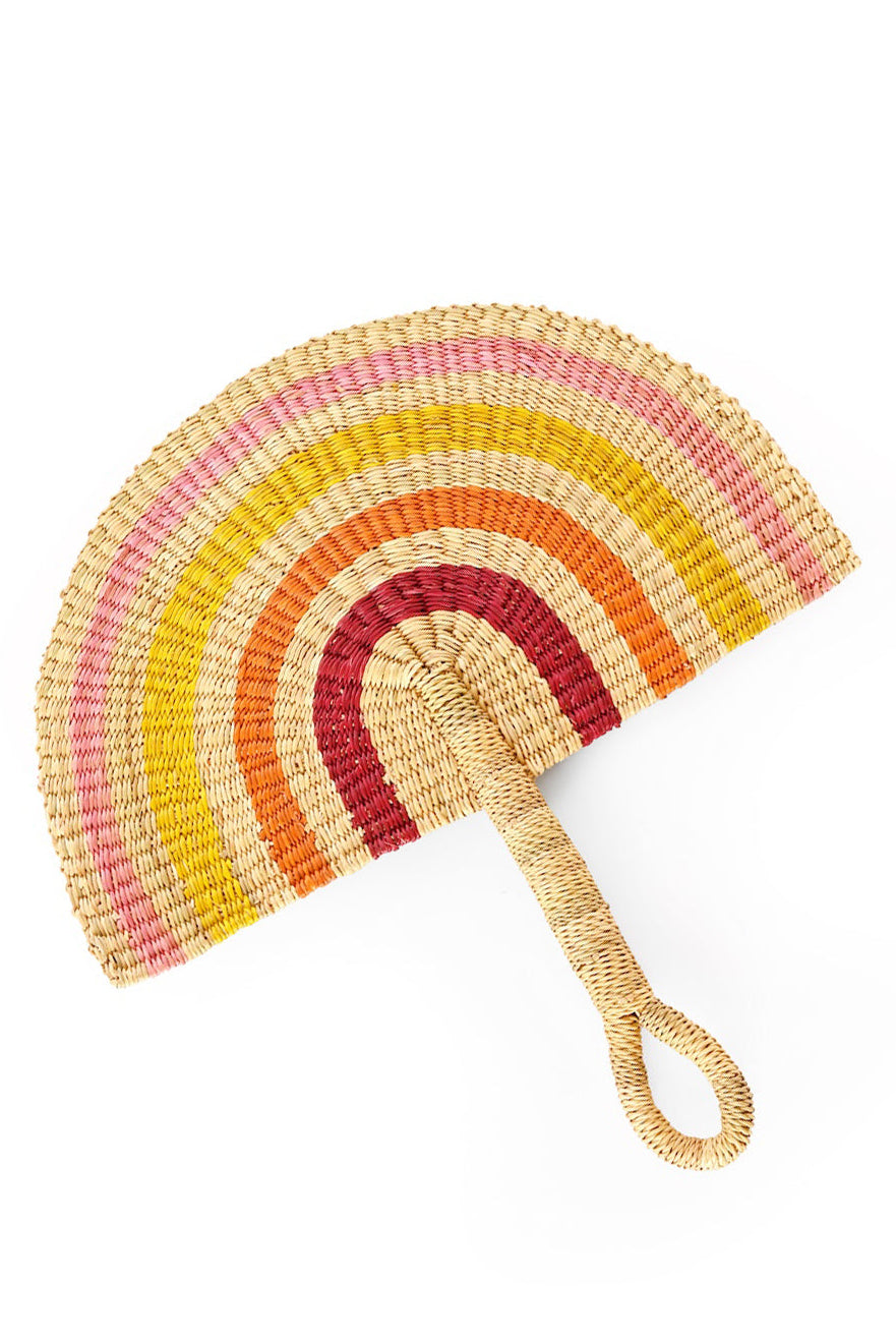 Sunset Elephant Grass Half-Moon Hand Fan