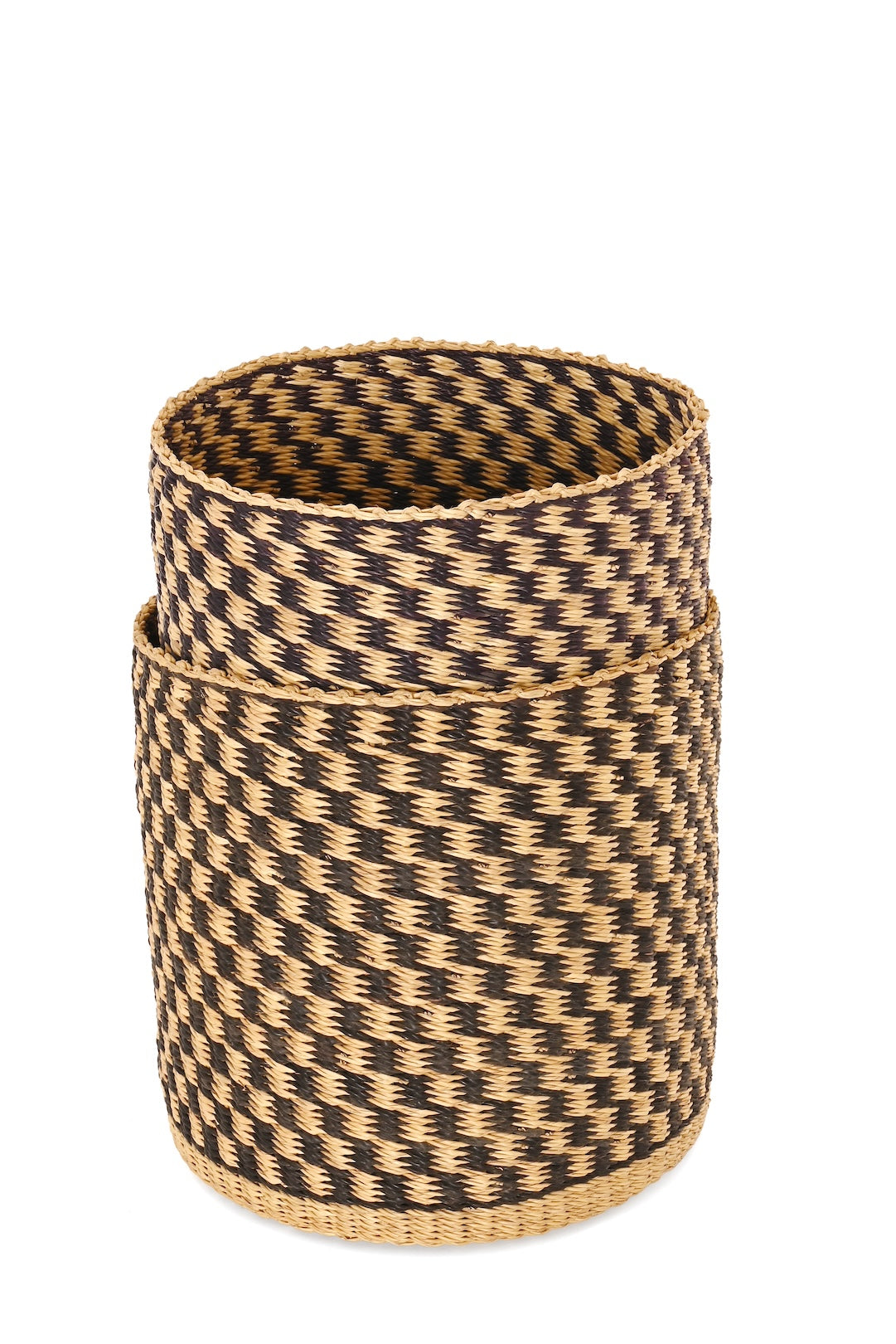 Set of Two Midnight Checkered Bin Baskets - One of a Kind