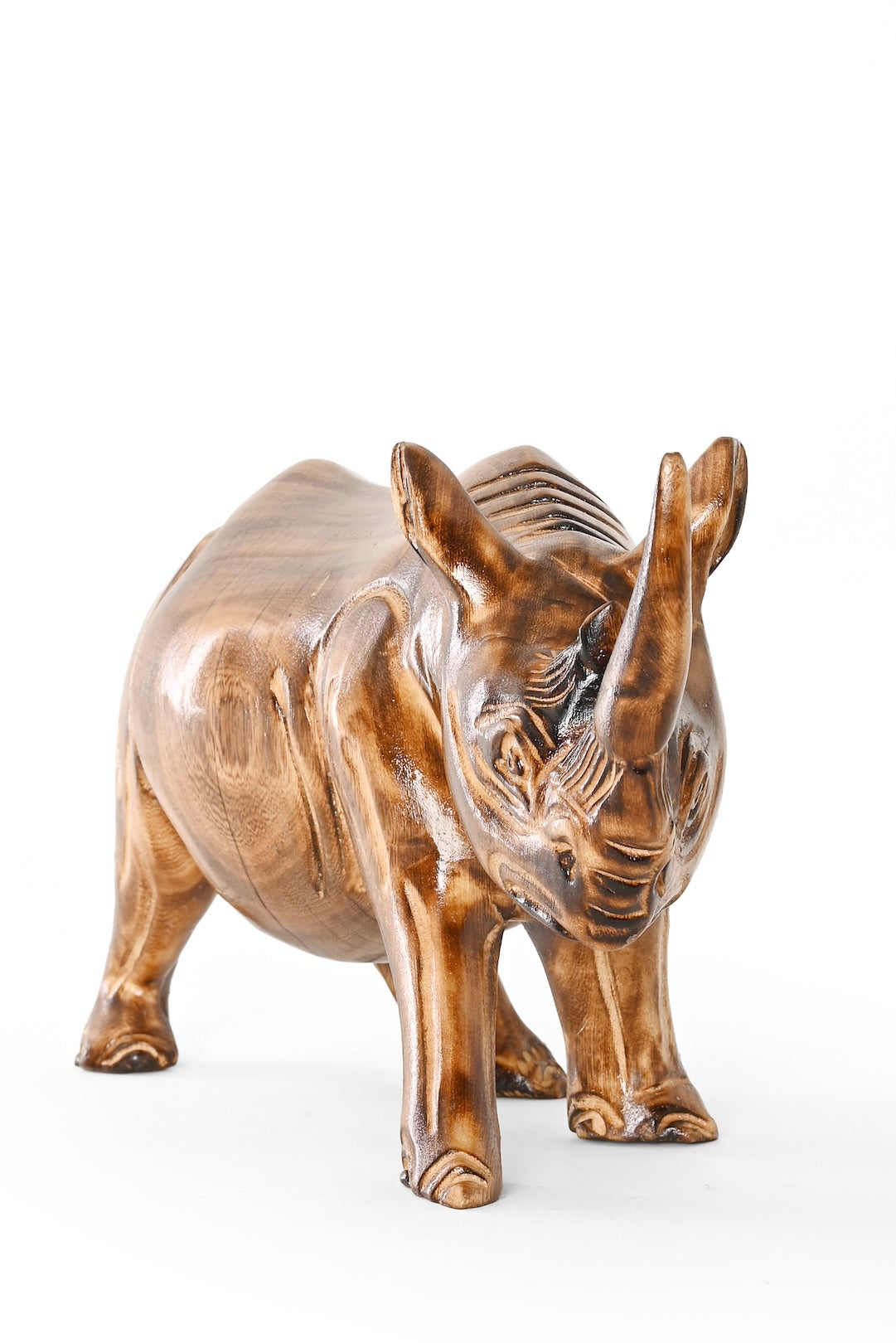 Burnt Jacaranda Rhino Sculpture