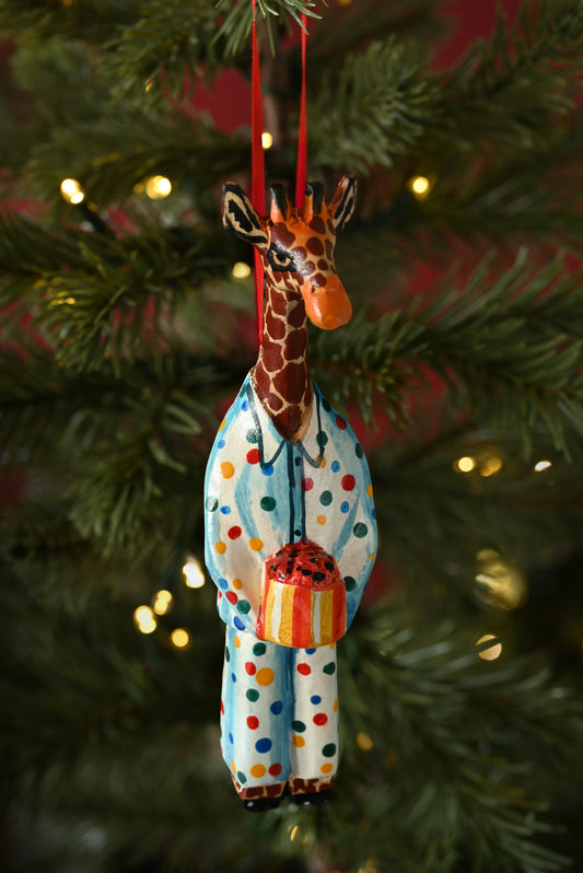 Jacaranda Giraffe in Pajamas Christmas Tree Ornament