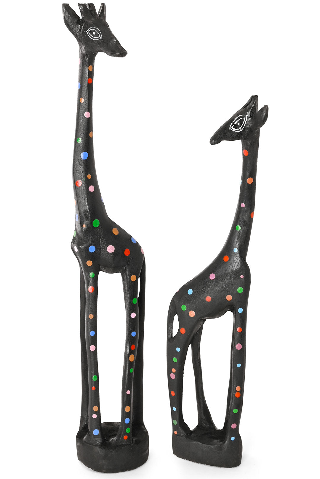 Jacaranda Rainbow Polka Dots Giraffe Sculptures - Black
