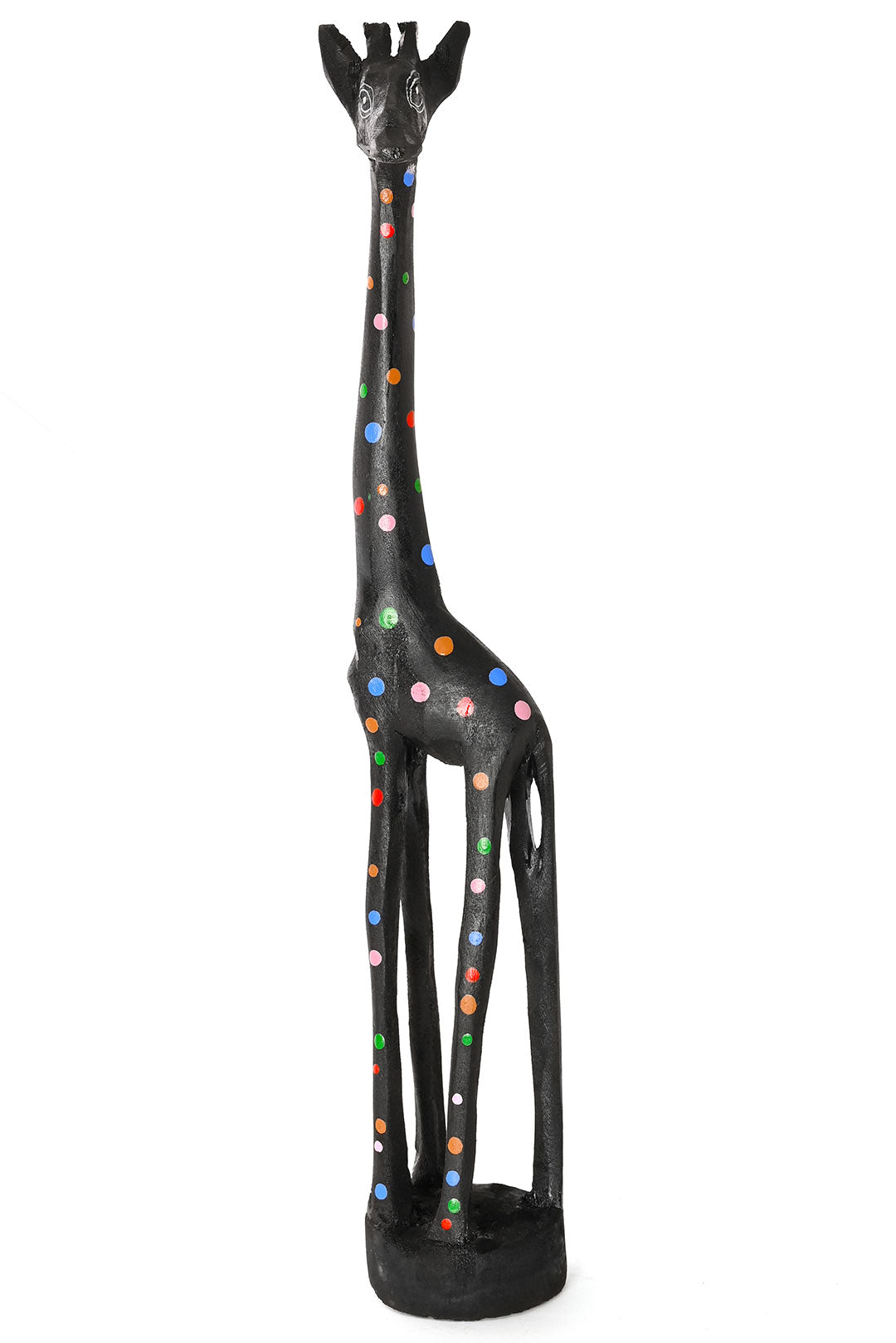 Jacaranda Rainbow Polka Dots Giraffe Sculptures - Black