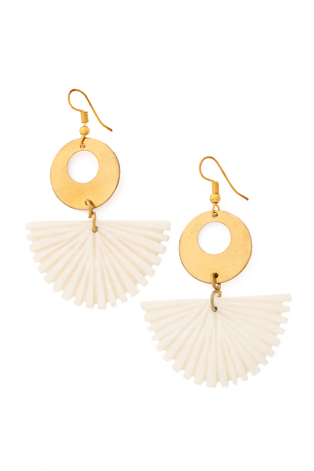 Kenyan Cow Bone Deco Fan Earrings