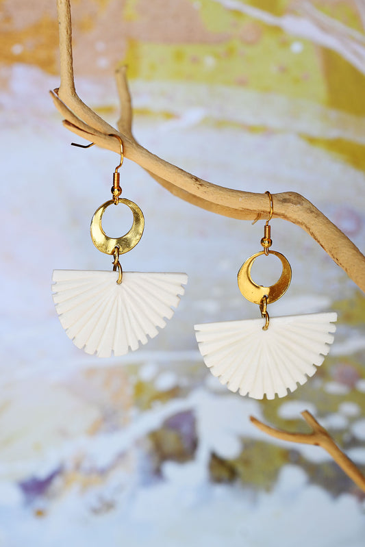 Kenyan Cow Bone Deco Fan Earrings