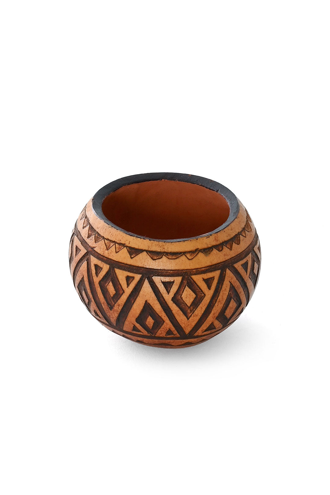 Small Geometric Etched Calabash Vessel - Assorted Designs