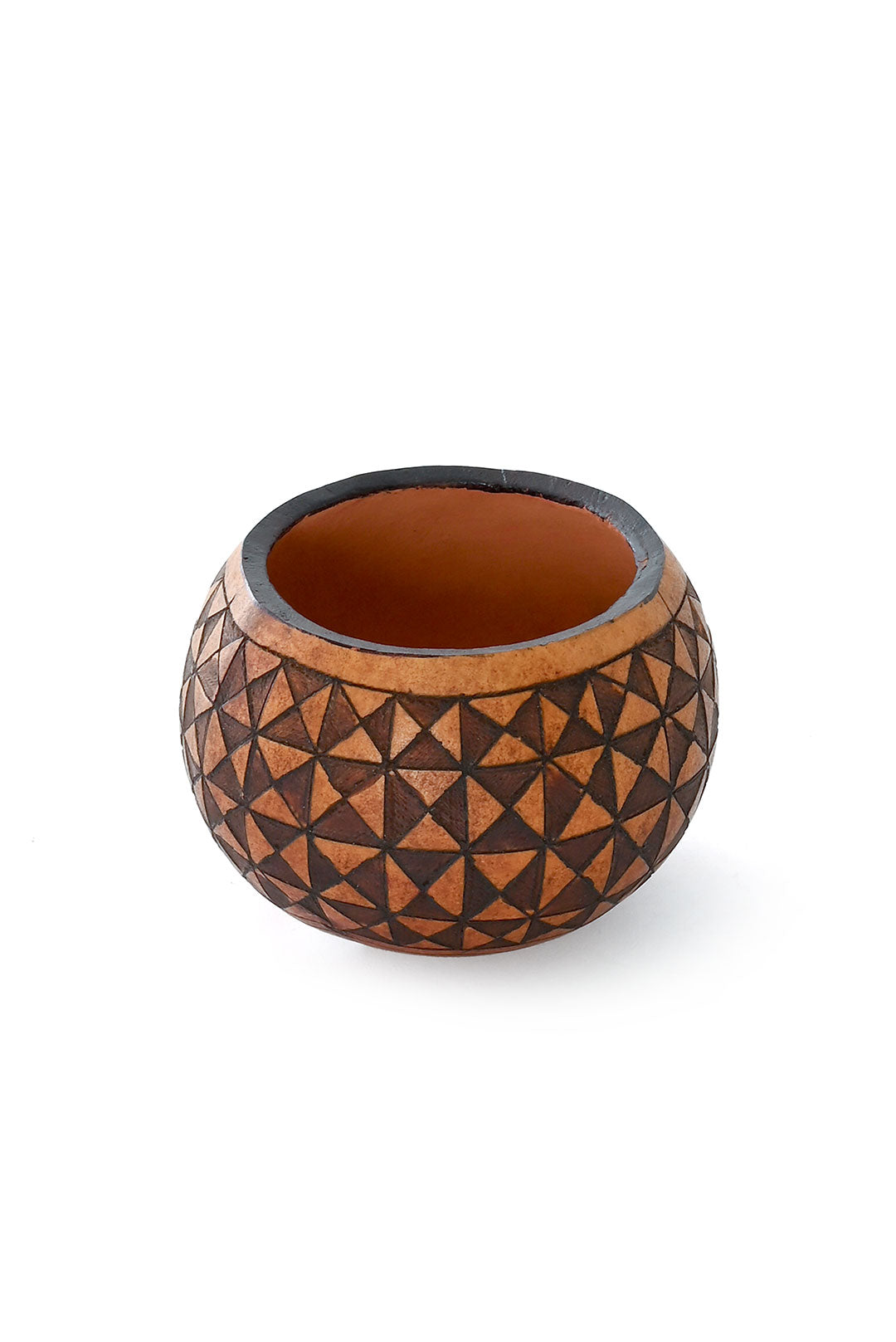 Small Geometric Etched Calabash Vessel - Assorted Designs