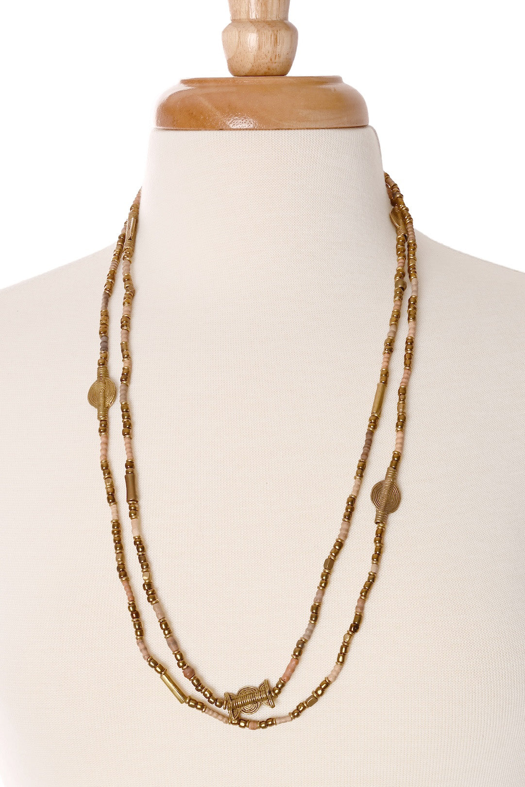 Extra Long Beaded Wrap Necklace - Neutral