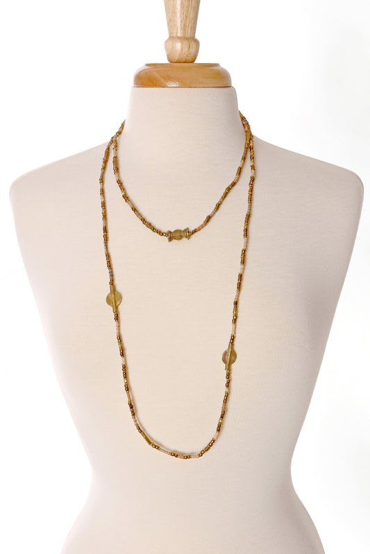 Extra Long Beaded Wrap Necklace - Neutral