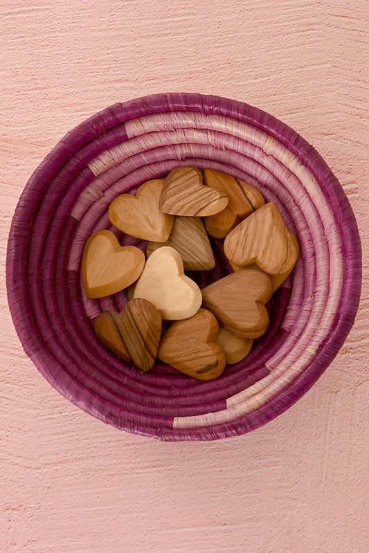 Dozen Mini Flat Wild Olivewood Hearts