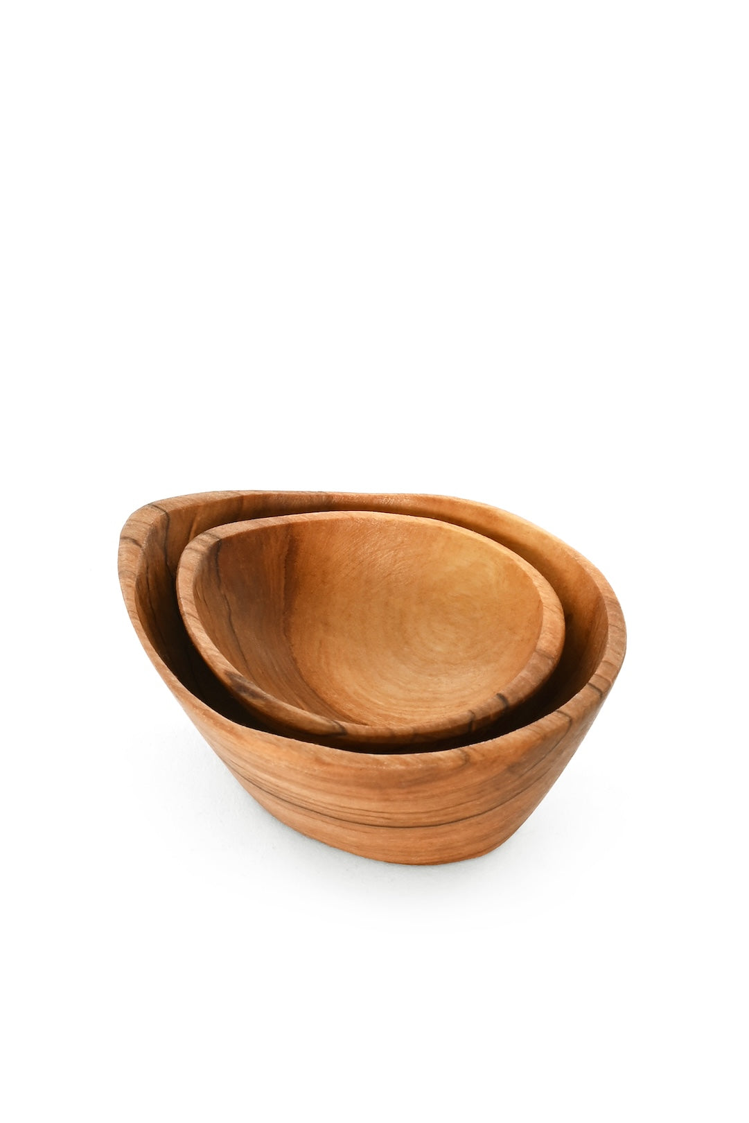 Petal-Shaped Olive Wood Serving Cups