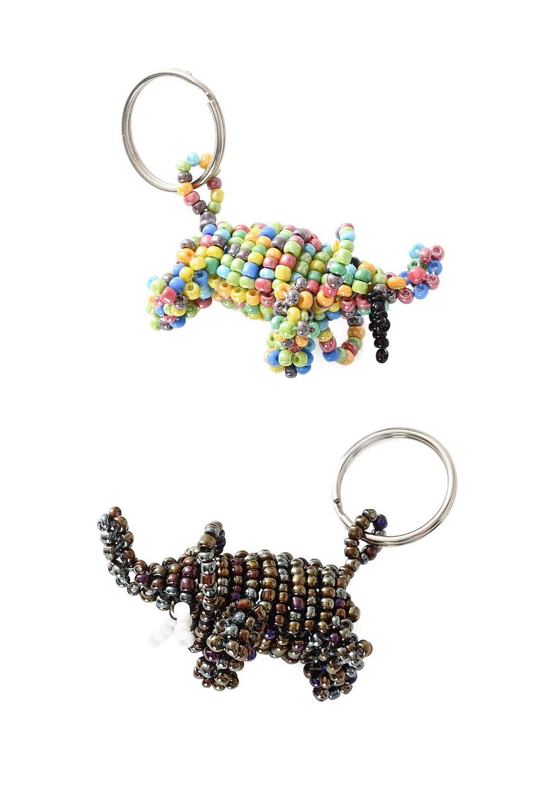 Metallic Black Beaded Elephant Keychain