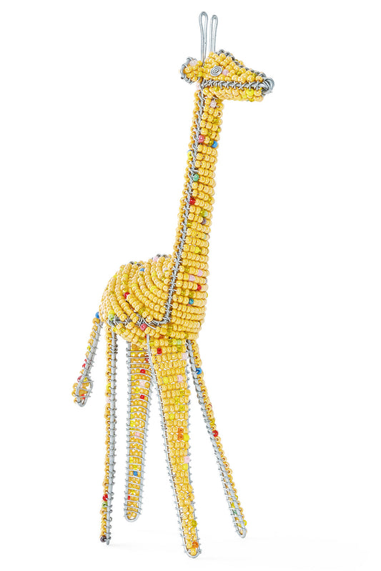 Kenyan Sunshine Yellow Beaded Giraffe Sculpture