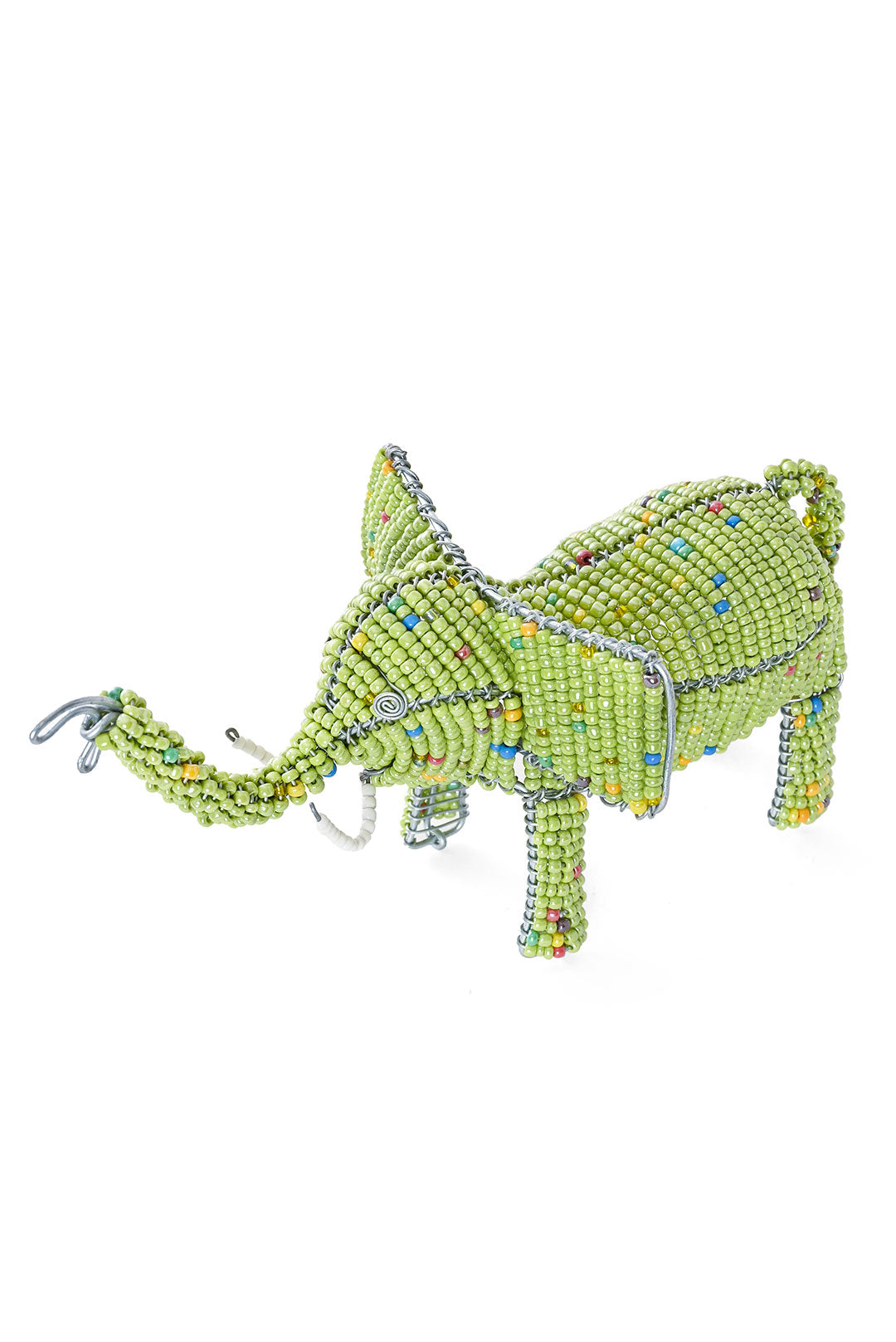 Soft Green Beaded Elephant from Kenya