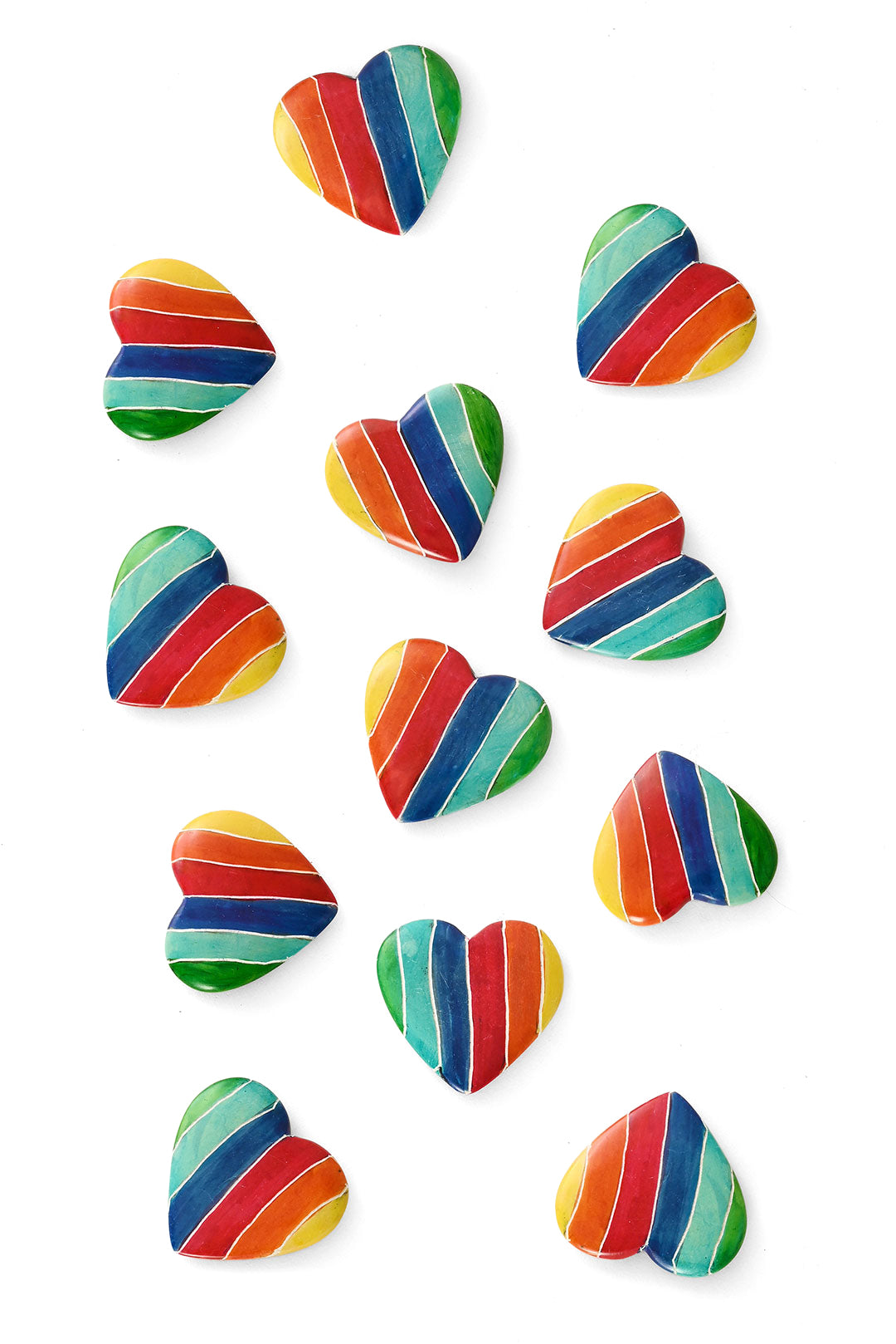 Dozen Flat Smooth Rainbow Hearts - Valentine's Day Gifts