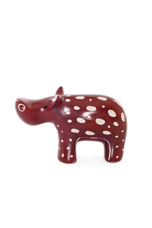 Garnet Red Soapstone Hippo Sculpture