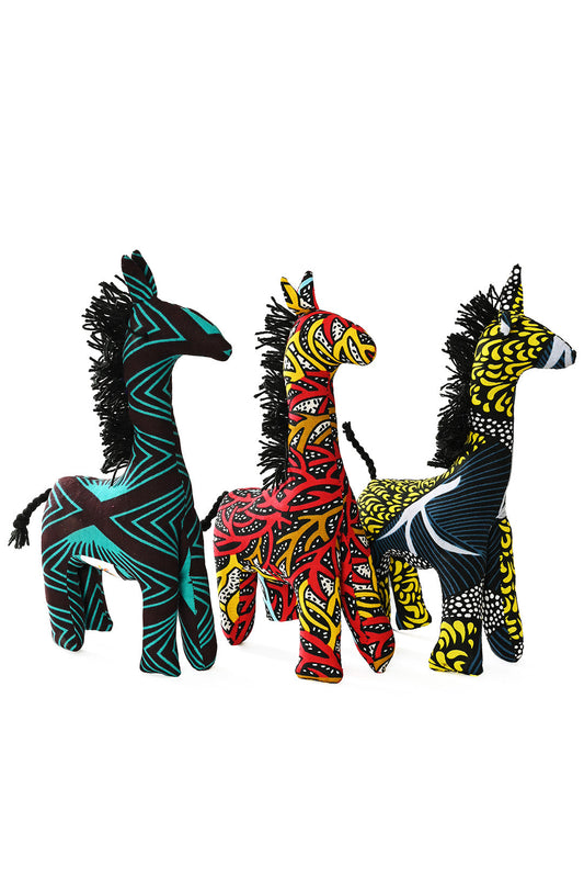 Colorful Kitenge Cloth Giraffe Sculpture