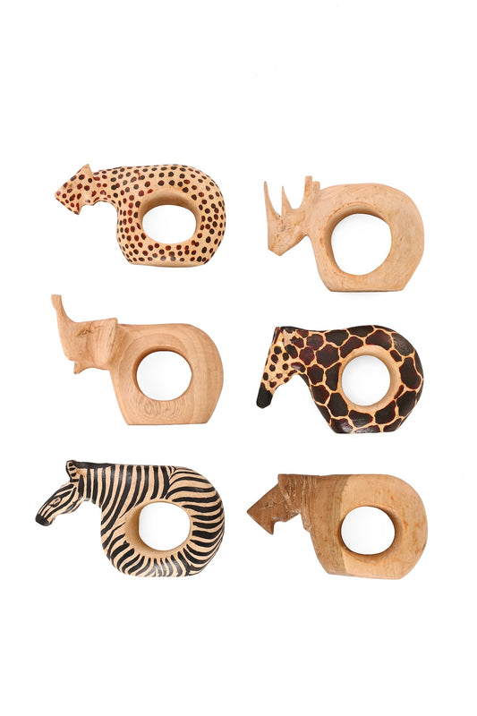 Set of SIX Plump Safari Animal Napkin Rings