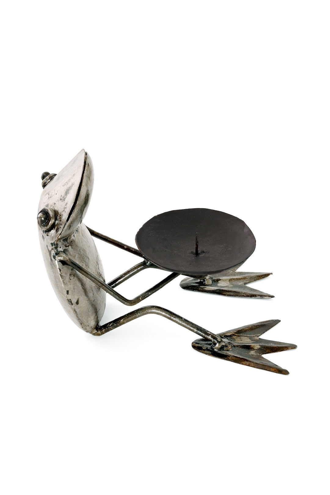 Seated Frog Candle Holder Metal Sculpture