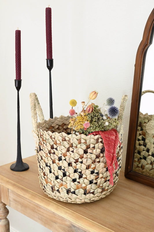 Petite Handwoven Banana & Palm Fiber Tote